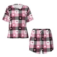 thumbnail image 4 of Kdxio Heart Plaid Print Pajamas Sets for Women Short-Sleeved Pjs with Lounge Shorts Two Piece Sleepwear S-4XL, 4 of 9