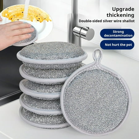 

Yanerim 3/6/9Pcs Sponge Wipe Double Sided Wire Dishcloth with Hanging Hole Wire Surfaces Camping Dish Rag Kitchen Wipe Tool