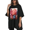 thumbnail image 4 of Plus Size Shirt for Women Black Tops for Women Short Sleeves Shirt for Women Flower20 T Shirt Crewneck Shirt for Women XL, 4 of 5