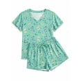 thumbnail image 2 of MINTREUS Women's Knit Pajamas Set Ruffle Sleeves Sleepwear Casual 2 Piece Pjs Soft Loungewear with Pockets, 2 of 7