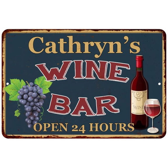 Cathryn's Green Wine Bar Sign Wall Decor 8 x 12 High Gloss Metal 208120043856
