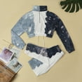 thumbnail image 3 of Itsame Sweatsuits 2pcs Sets for Womens Long Sleeved Sweatshirt and Pants Printed Tie Dyeing Stand-Up Collar Women Athletic Outfit Sets Gray Size 2XL, 3 of 9