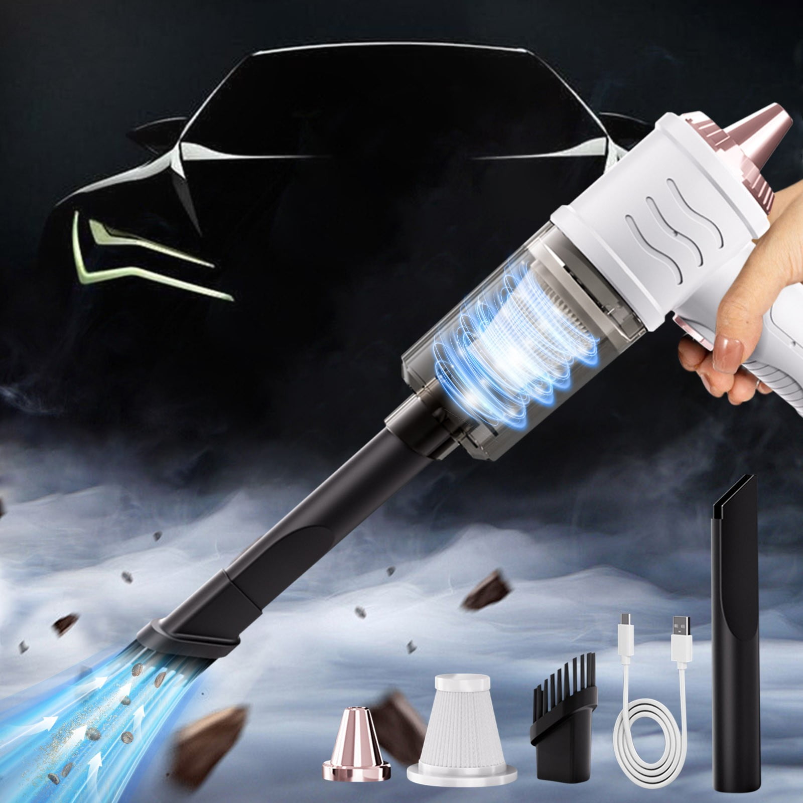 Infidev Three-in-One Car Vacuum Cleaner, Wireless, High-Power Handheld for Dry and Wet Cleaning Clearance