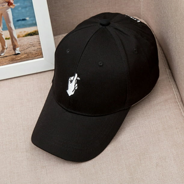 Gorra de béisbol ajustable con diseño retro coreano de moda y estilo Love Finger Snap (negra)