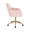 thumbnail image 3 of Silla de oficina, escritorio de altura ajustable y giratoria tapizada en Terciopelo en estructura en cromo dorado base estrella con ruedas, SKU EL18019-1 GD ROSA TERCIOPELO, 3 of 5