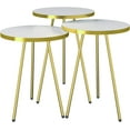 thumbnail image 4 of Set of 3 Nesting END Tables - Round Stacking Coffee Side Tables for Small Spaces, Nightstand Bedside Table for Living Room, Bedroom, Living Room, Balcony, NO-Tools Assembly (White/Gold), 4 of 12