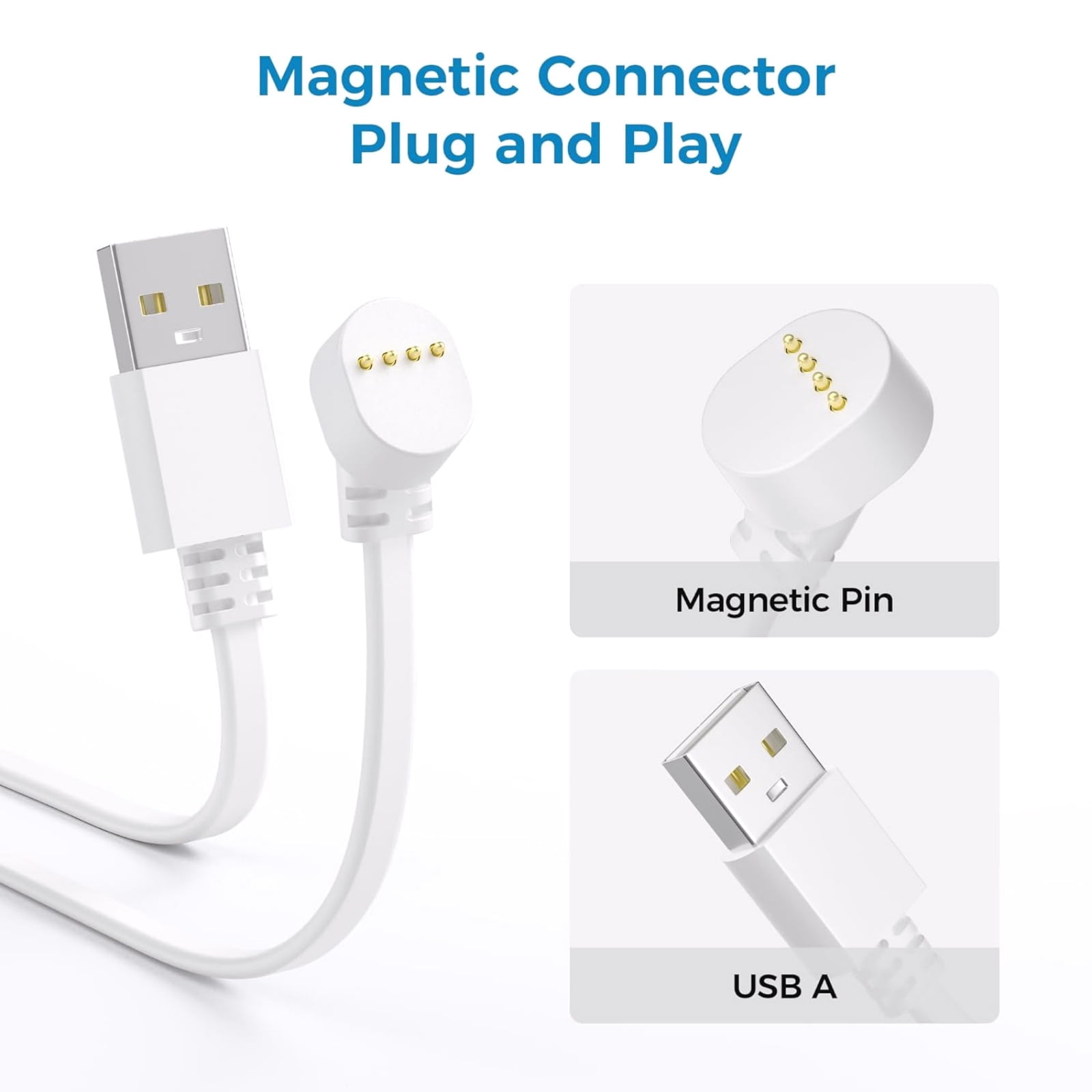 APPLAYERR Magnetic Connection Power Cable 17FT Waterproof Flat Wire With 25 Cable Clips For Nest Cam Battery