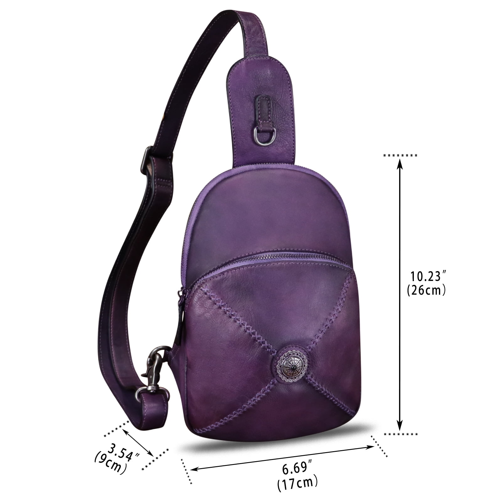 Genuine Leather Small Sling Bag for Women Men Sling Backpack Purse Crossbody Bag