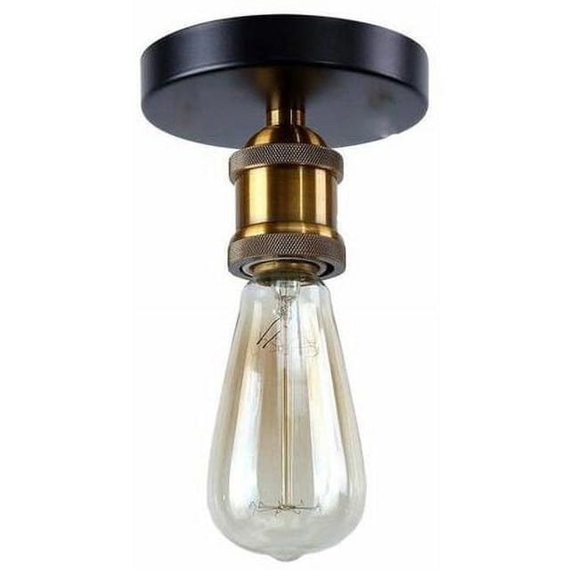 Mini lámpara de techo vintage industrial con casquillo E27 para sala de estar, dormitorio, cafetería, bar, restaurante, comedor, color negro