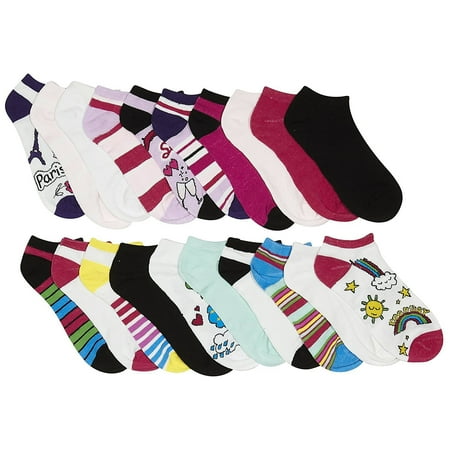 20 Pairs Chatties Low Cut Women and Girls Socks Casual Athletic No-Show Ladies Size 9-11 - Pattern 6