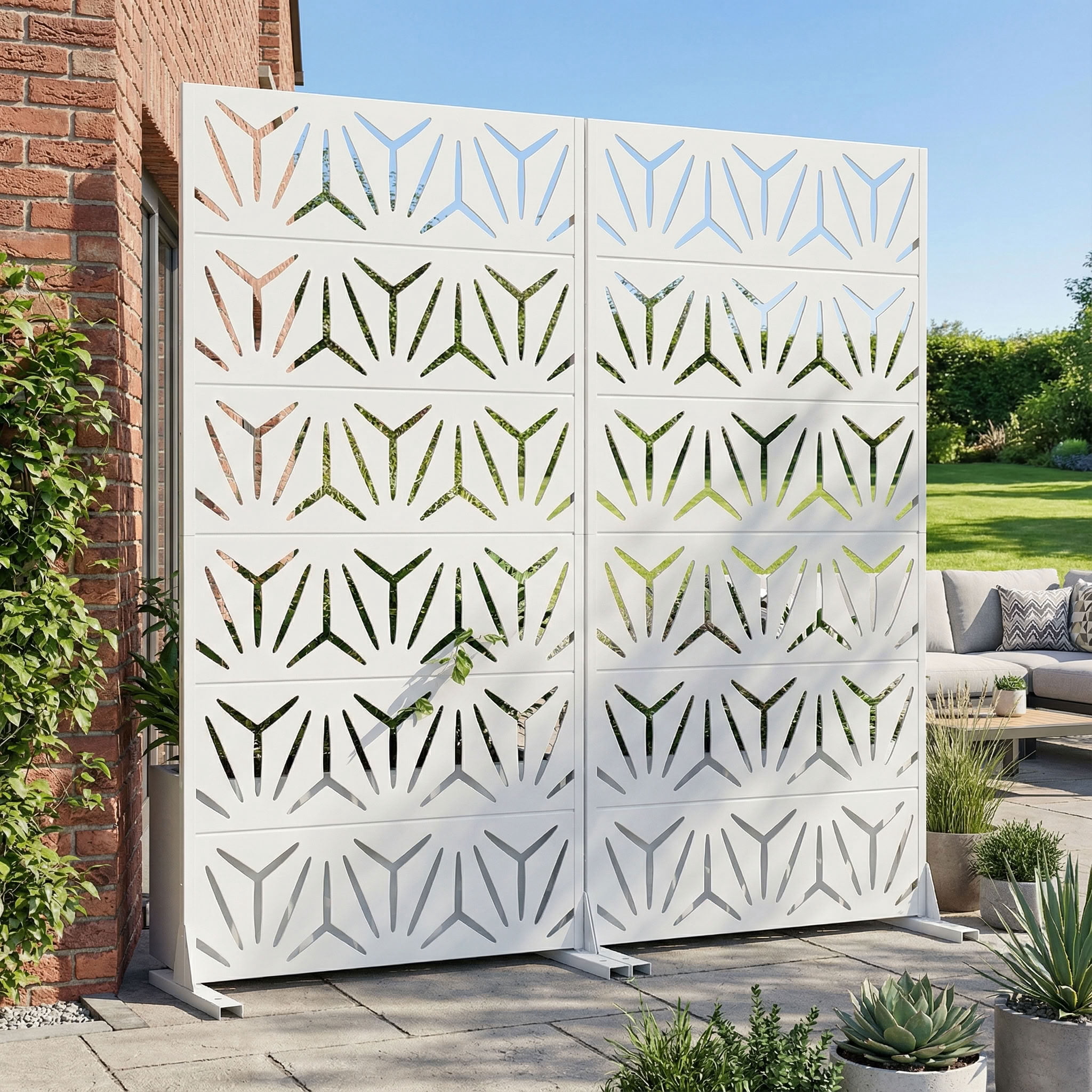 MAYEERTY 6 Panels Metal Outdoor Privacy Screen Panel Garden Divider Patio Backyard Decorative Privacy Fence 2Pcs, 72×35.4×15.7in