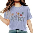 thumbnail image 4 of PVCS Womens Tops Women Mother's Day Gift Mom Flower Print Short Sleeve Round Neck Tshirt Pattern Top, 4 of 7
