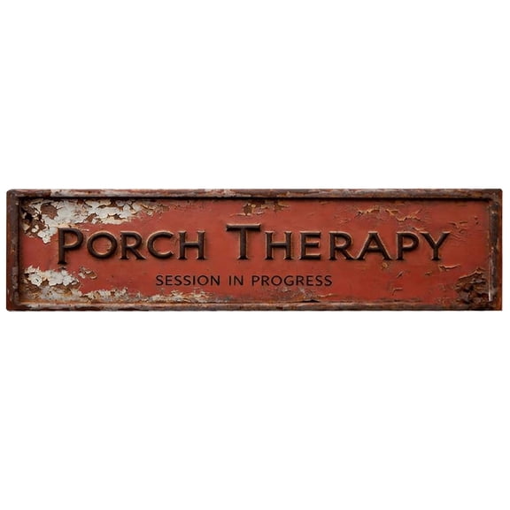 1Pc Porch Therapy Metal Sign 16x4" Outdoor Weatherproof, Distressed Retro Aluminum Plaque with Pre-Drilled Holes, Funny Country Wall Decor for Front Porch, Patio