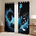 thumbnail image 2 of Manfei Dreamy Blue Guitar Curtains and Drapes,Musical Instrument Black Out Curtains,Music Melody Curtains Pack of 2 (52x63 Each) For Girls,Luxury Bedroom Decor, 2 of 6