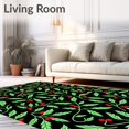 thumbnail image 2 of ODIKA 5'x7' Machine Washable Non-Slip Area Rug, Winter Holly Berry Seasonal Accent High Traffic Rug with Pad, Black, 611216, 2 of 8