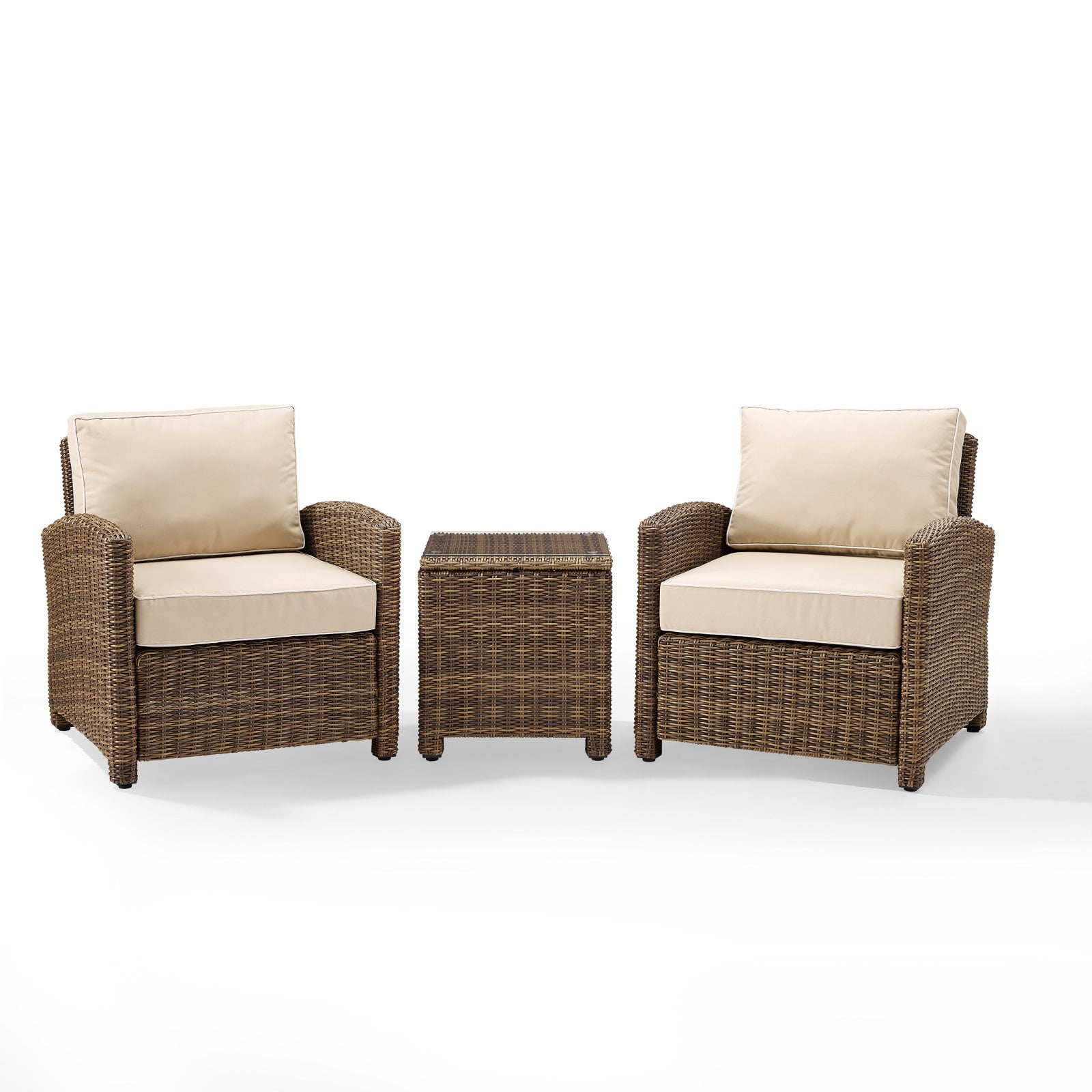 Crosley Furniture Bradenton 3-Piece Outdoor Wicker Conversation Set with Navy Cushions Two... by Crosley Brands, Inc