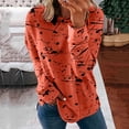 thumbnail image 2 of IROINNID Reduced Fall Shirts for Women Long Sleeve Tops Print Crewneck Comfortable Pullover Relaxed Fit Casual Shirt Fall Tops,Orange, 2 of 7