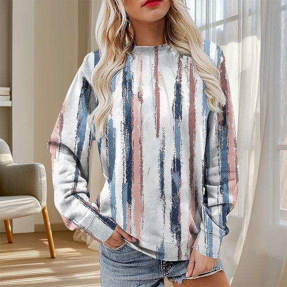 Womens Sweatshirts Plus Size Floral Print Long Sleeve Round Neck Casual Loose Sweatshirt,Tops for Women
