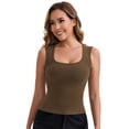 thumbnail image 4 of DARING DIVA Women's Wide Straps Square Neck Camisole Slimming Undershirt L Brown, 4 of 5