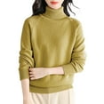 thumbnail image 1 of Duoif Pulls pour Femmes Chandail en Laine Col Roulé Première Ligne Prêt à Porter Manches Longues Tricot Tendance Jaune S, 1 of 4