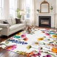 thumbnail image 3 of Area Rug 72×108in, Country Colorful Wildflower Herb Floor Carpet Living Room Rug, Summer Blossom Floral Non-Slip Welcome Mat Indoor Rugs for Bedroom Dining Room, 3 of 9