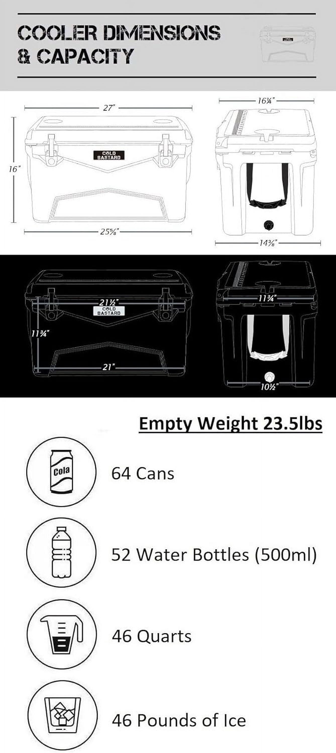 COLD BASTARD COOLERS 45QT Cold Bastard Rugged+ Navy Storm Best Premium Ice Chest Cooler Accessories Free S&H, CB45-NS