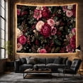 thumbnail image 6 of Peonies and Roses Among Red Berries on Black, Romantic Vintage for Flower Lovers, Botanical Wall Art, Mother's Day Gift, Tapestry Wall Hanging for Bedroom and Living Room, 6 of 7