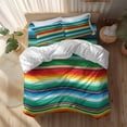 thumbnail image 2 of Colorful Stripes Twin Size Comforter Set, Modern Blue Green Red Yellow Mexican Stripes Bedding for All Seasons, 4 Pcs Bed Set, 1 Quiltcover (68"x86") ,1Sheet(67"x116"), 2Pillowcases (30"x20"), 2 of 11