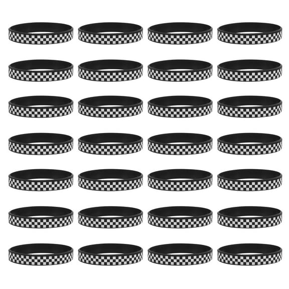 Raindrops 40Pcs Checkered Flag Wristbands Black White Silicone Bracelets Racing Party Favors