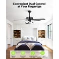 thumbnail image 6 of 52 Inch Ceiling Fans with Lights and Remote - Creative Black Modern Ceiling Fan, 3CCT, 6 Speeds, Quiet, Dual-Sided Reversible 5 Blades Indoor Outdoor Chandelier Fan for Bedroom Living Room, 6 of 18