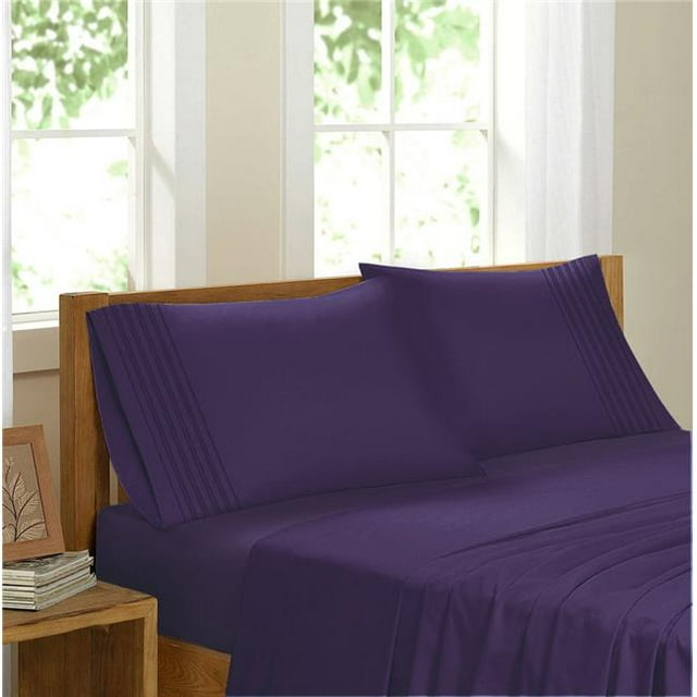 Ensemble de Draps en Satin de Confort Égyptien, Violet - Très Grand