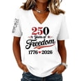 thumbnail image 2 of Iaqnaocc 250th Anniversary Womens Tops 250 Anniversary Usa Flag 4th Of July Independence Day 250 Anniversary USA Flag V Neck July 4th Celebration Short Sleeve T-Shirts White XXXL, 2 of 4