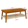 thumbnail image 2 of 47.25" Rattan Coffee Table with Storage, Mid-Century Coffee Table With Woven Shelf, Farmhouse Wood Low Rectangle Tea Table For Couch Bedroom Patio, 2 of 8