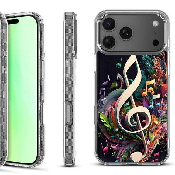 For iPhone 17 Pro Shockproof Protective Phone Case, by OneToughShield - Music Notes Colorful