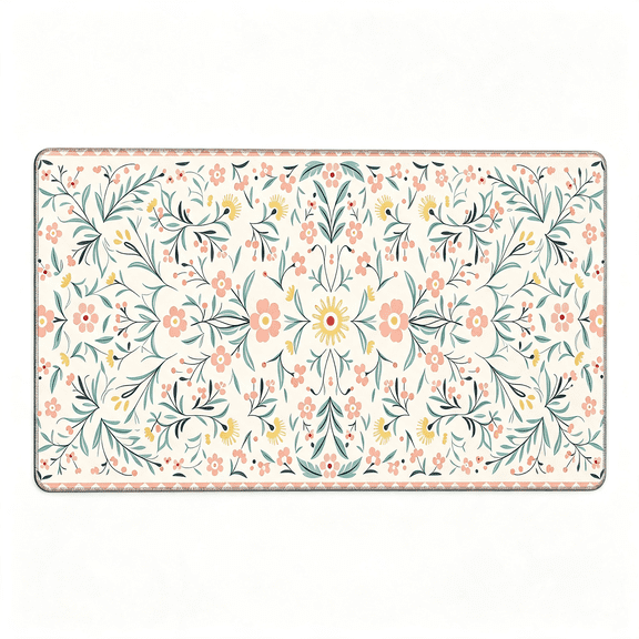 GJX Pink Floral Mouse Pad,35.4 X 15.7" Large Mouse Mat Non-Slip Rubber Stitched Edges for Writing Desk,Office,Home,Laptop Spacious Durable Desk Pad Mat