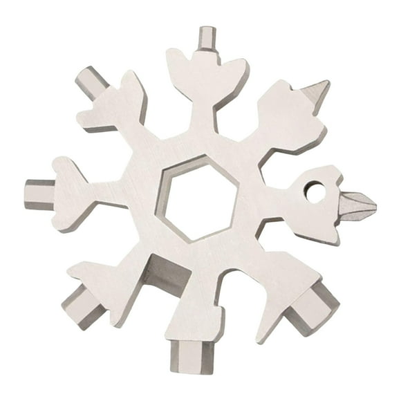 18 in 1 Stainless Steel Snowflake Multitool, 18-1 Stainless Steel Multi-Tool, Snow Tool, Multi-tool Bottle Opener Wrench, Silver