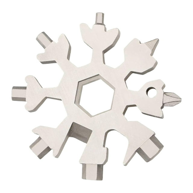 18 in 1 Stainless Steel Snowflake Multitool, 18-1 Stainless Steel Multi-Tool, Snow Tool, Multi-tool Bottle Opener Wrench, Silver