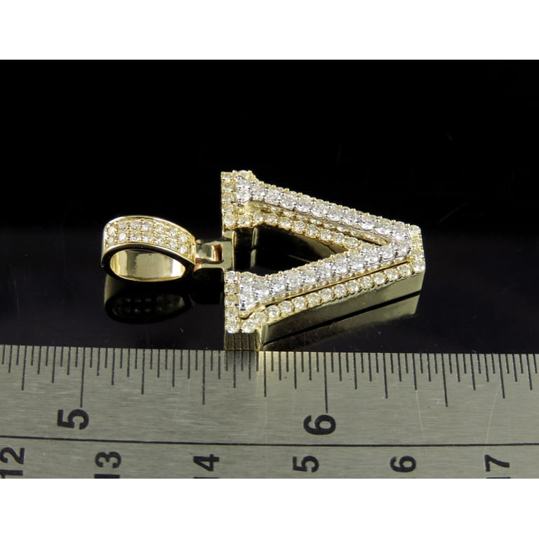 10K Yellow White Gold Diamond Custom 3D Initial V Letter Pendant 1.5 ct 1.5 inch, Adult Unisex, Size: One size, Beige