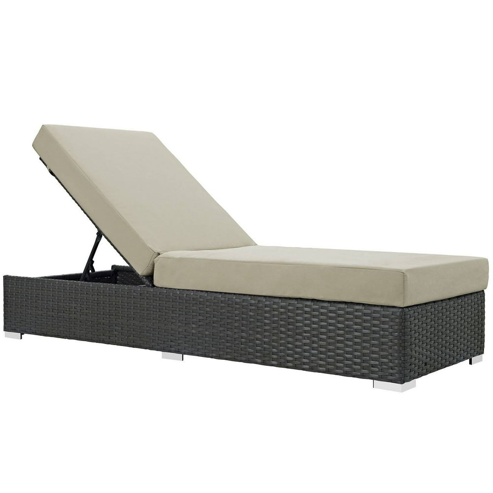 Modway Sojourn Wicker Outdoor Chaise Lounge with Sunbrella Cushion