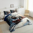 thumbnail image 3 of jejeloiu Train Steam Engine Full Size Comforter Sets,Western Train Transportation Bedding Comforter Set,Red 3D Stars Bedding Sets For Adults,Breathable Home Decor Reversible,3pcs, 3 of 8