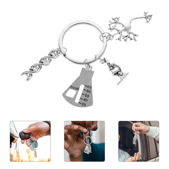 Masteelf Biology Keychain with Silver Alloy DNA for Decoration Use and Bag Backpack Hanging
