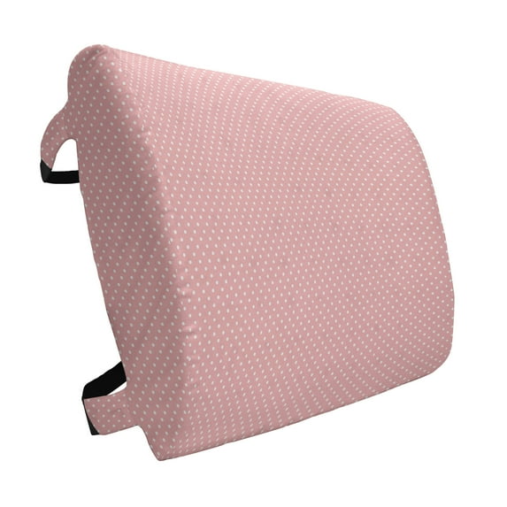 Pink Polka Dots Lumbar Pillow, Design with and Retro and Repetitive Composition, Soft Back Cushion for Office Chairs with Adjustable Straps, 14" x 13", Pale Pink and White, by Ambesonne