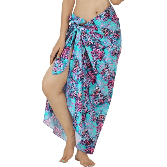 HAPPY BAY Women's Bikini Beach Wrap Swim Cover up Swimwear Summer Wraps Swimsuit Beachwear Sarong Coverups Skirts for Women One Size Floral, Blue