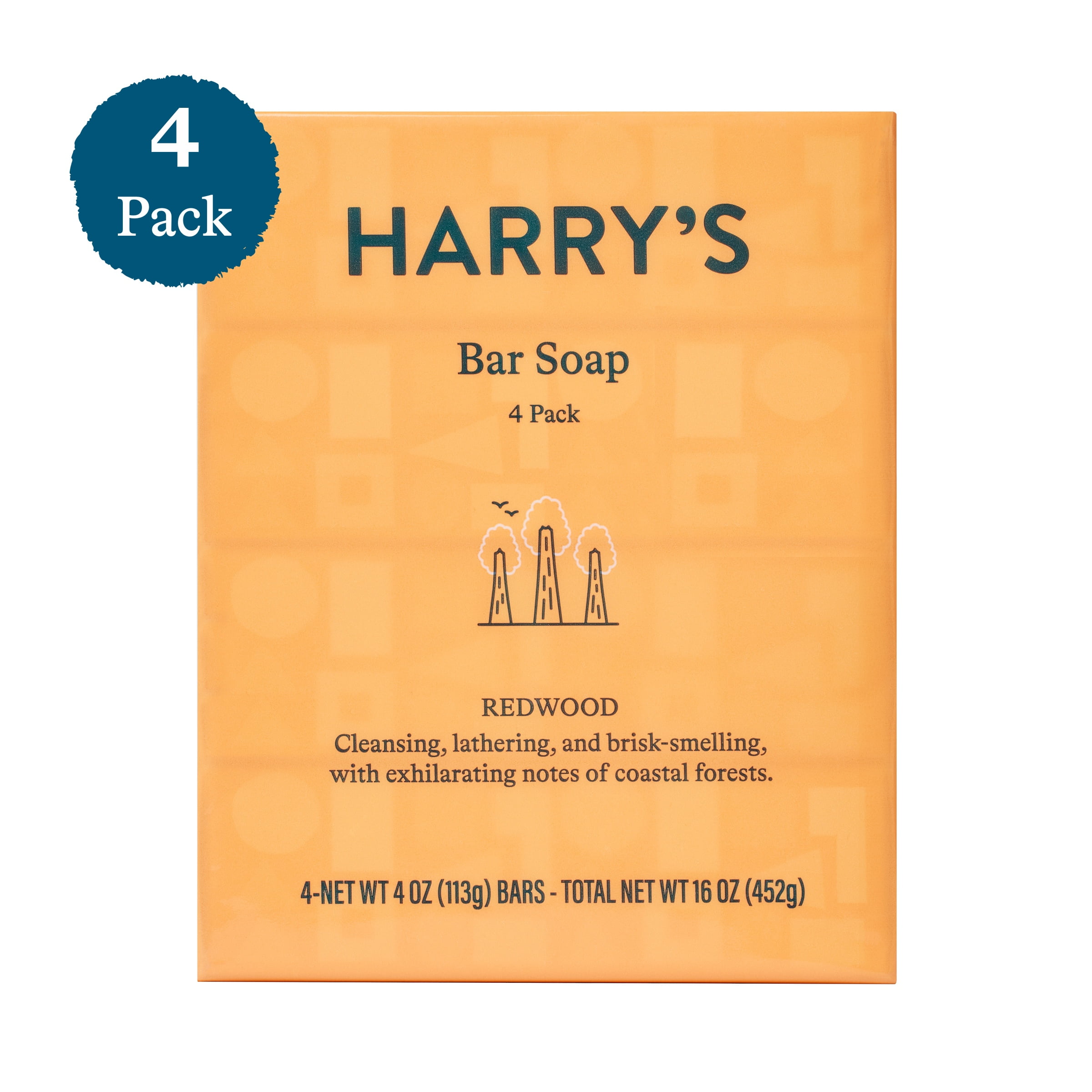 Harry's Men's Cleansing Bar Soap, Redwood Scent, 4 oz, 4 Pack - Walmart.com