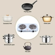 Portable 2000W Electric Double Burner 110V Hot Plate Heating Cooktop Camping Dorm Stove Cooker with Plug (White)