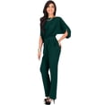 thumbnail image 4 of KOH KOH Long Pants Formal Cocktail Evening One Piece Fall Pockets Dressy Jumpsuit Romper Suit Casual Outfit Playsuit Tall 3/4 Short Sleeve For Women Emerald Green Small US 4-6 NT118, 4 of 6