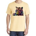 thumbnail image 2 of Wild Bobby,Colorful Rainbow Tiger Animal Lover Garment-Dyed Washed Look Short Sleeve Tees, Banana, 2XL, 2 of 3