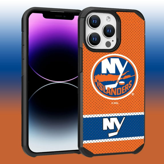 Apple iPhone 14 Pro Max (6.7) - NHL Licensed New York Islanders Team Logo on Jersey Textured Dual Layer Case