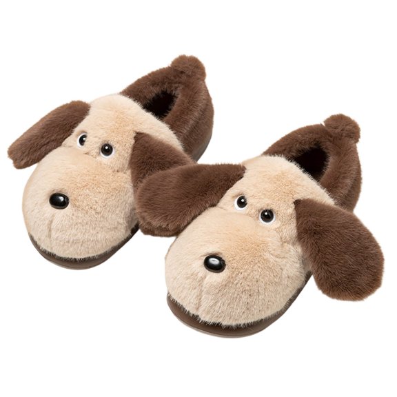 shqvo Kids Dog Slippers Boys Cute Puppy Animal Comfy Furry Indoor Shoes Girls Soft Velvet Lined Plush Warm Bedroom Slipper