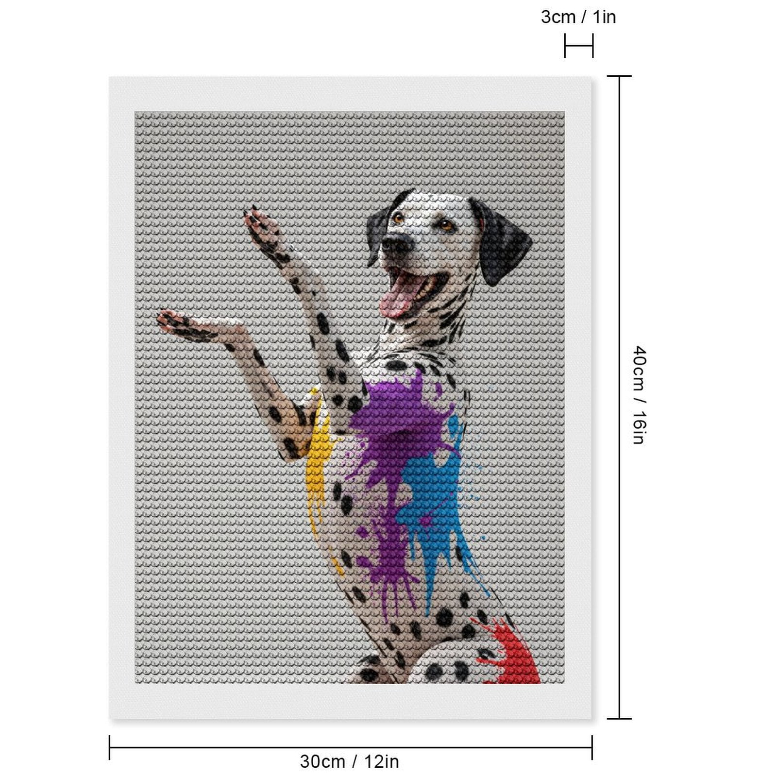 Diamond Art Kit for Adults, Dalmatian Colorful Fun Painted Paws Diamond Painting for Adults Beginners, 5D DIY Diamond Art Painting Kits, Colorful Diamond Painting Craft for Home Decor 12x16